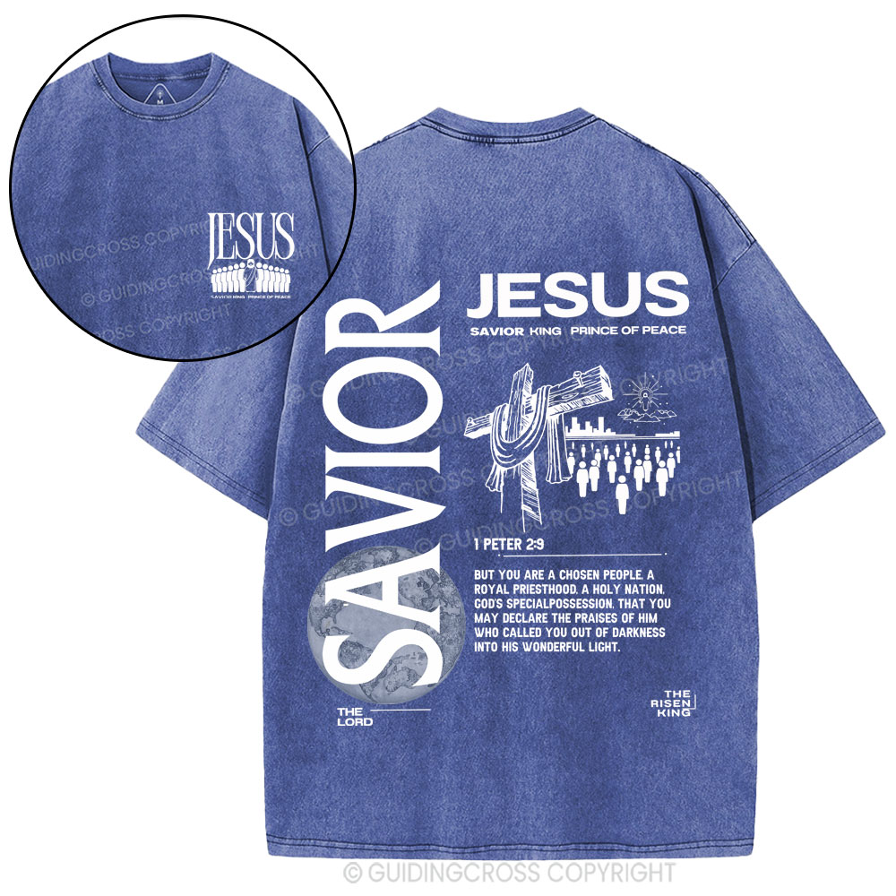 Jesus Savior King Christian Washed T-Shirt