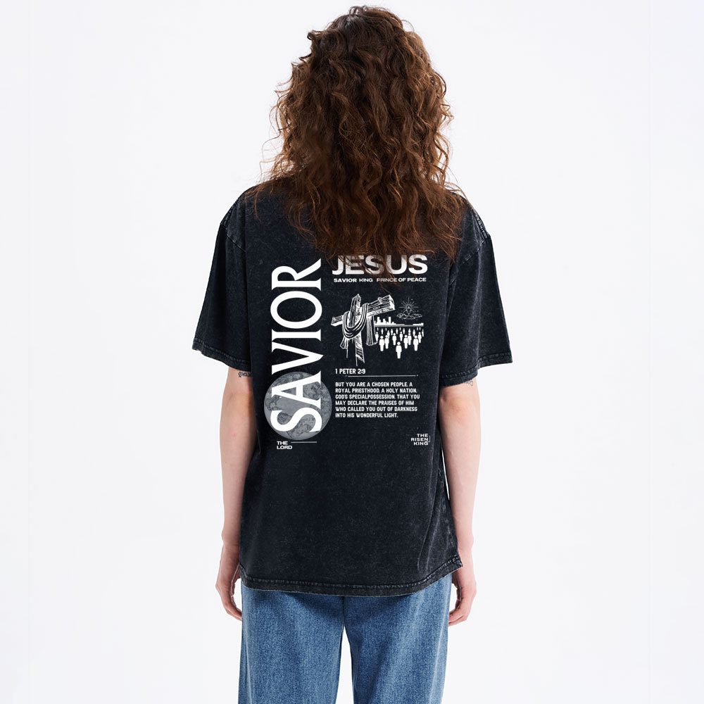 Jesus Savior King Christian Washed T-Shirt