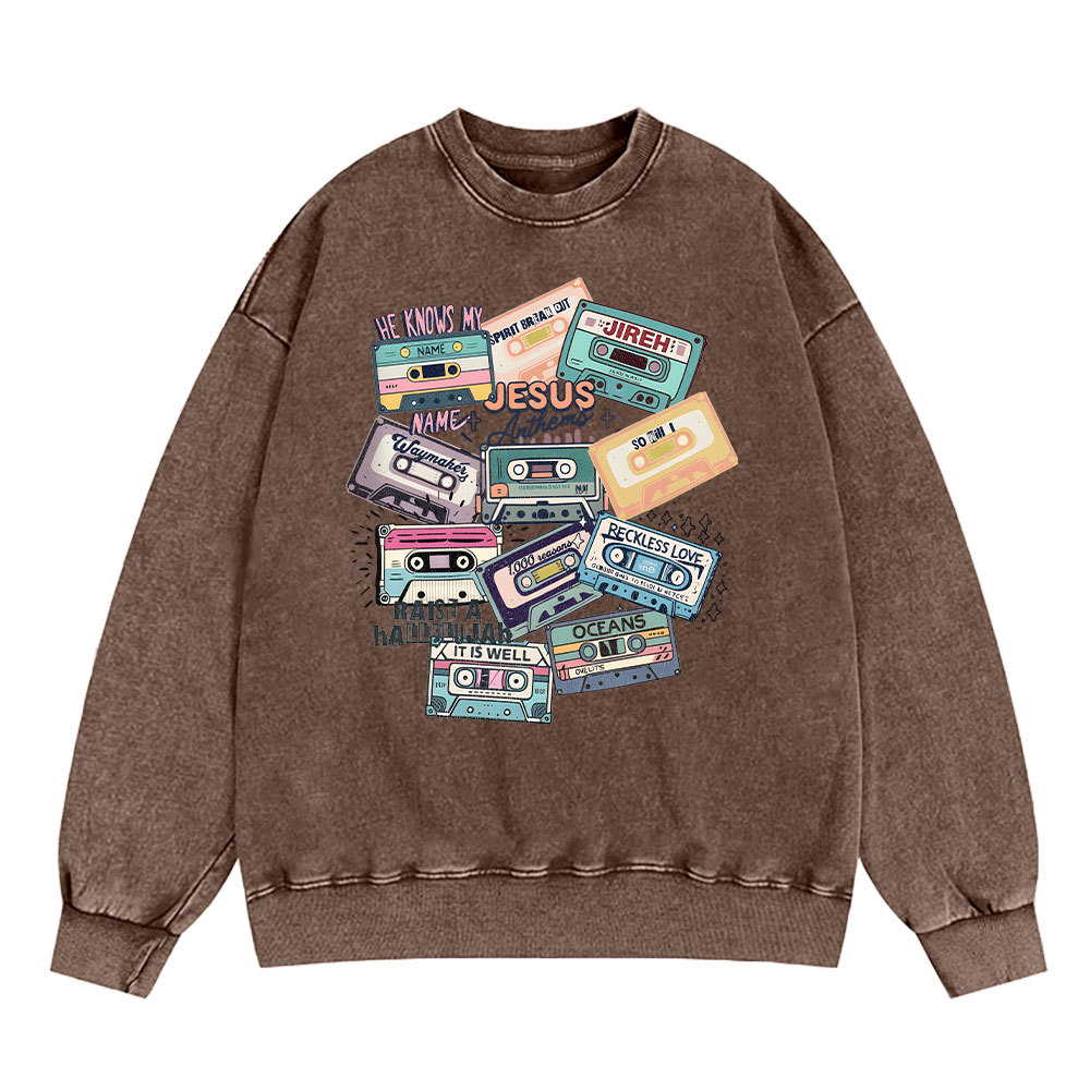Jesus Songs Christian Washed Sweatshirt