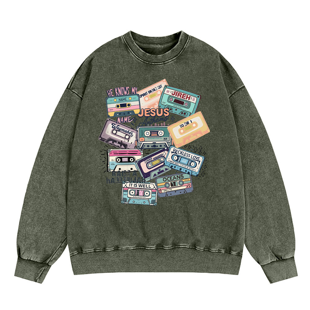 Jesus Songs Christian Washed Sweatshirt