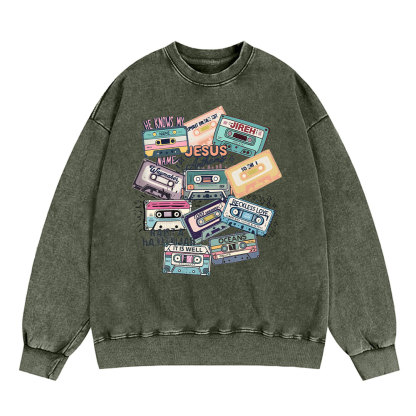 Jesus Songs Christian Washed Sweatshirt