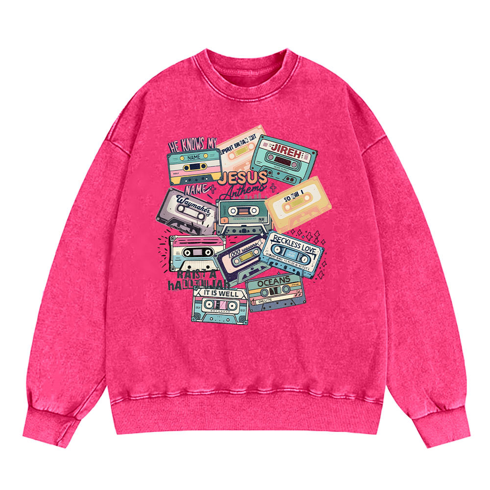 Jesus Songs Christian Washed Sweatshirt