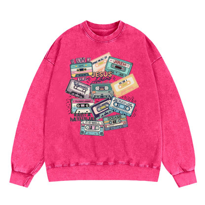 Jesus Songs Christian Washed Sweatshirt