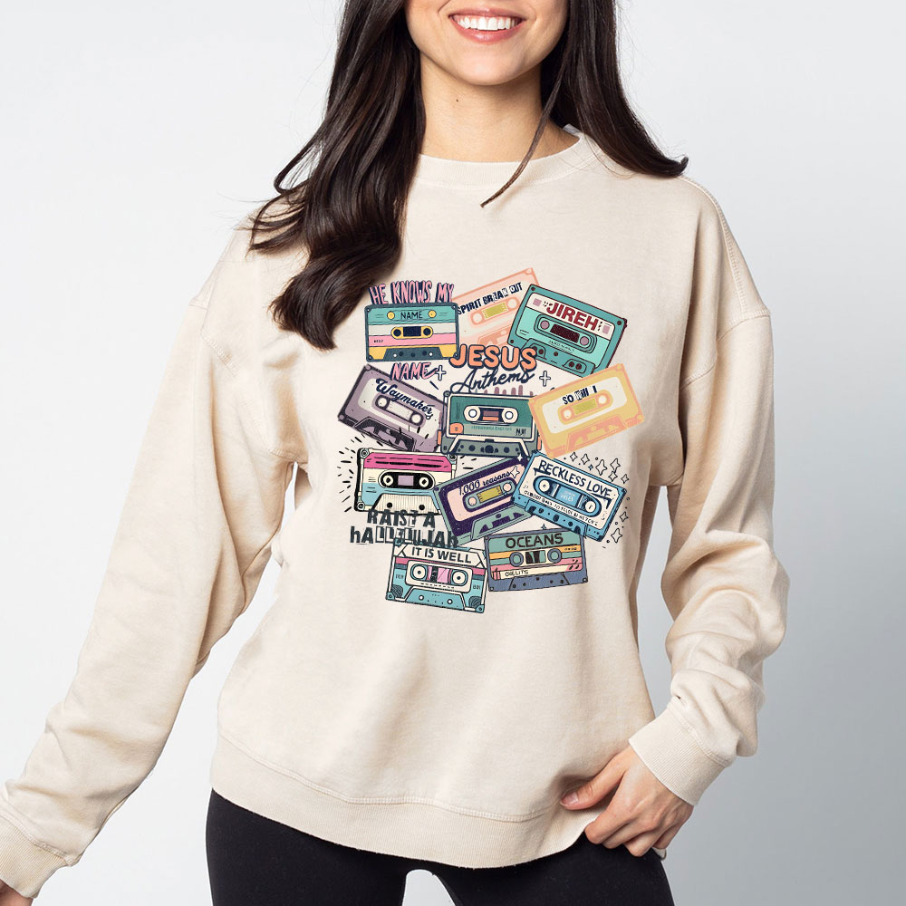 Jesus Songs Christian Washed Sweatshirt