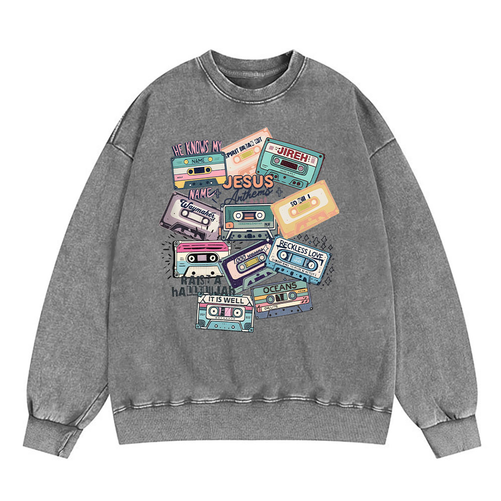 Jesus Songs Christian Washed Sweatshirt Sale - GuidingCross