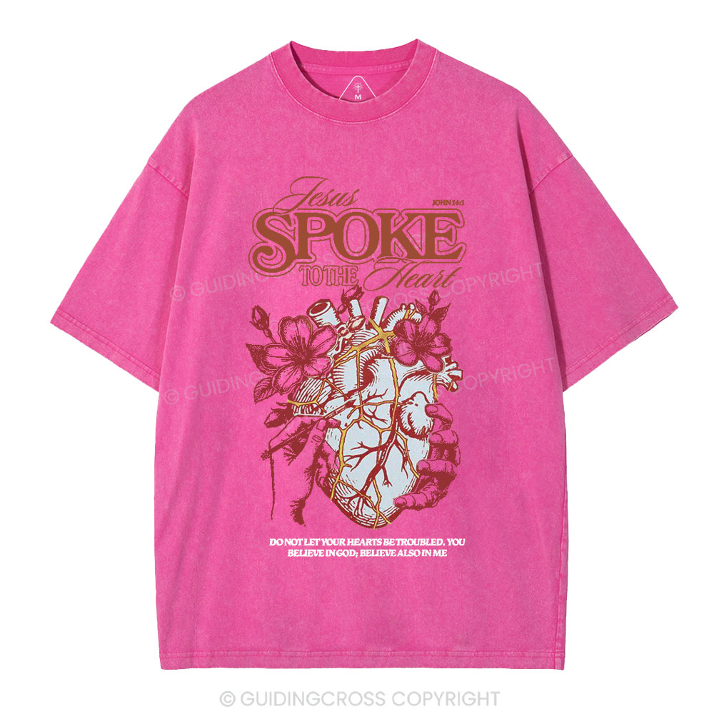 Jesus Spoke To The Heart Christian Washed T-Shirt