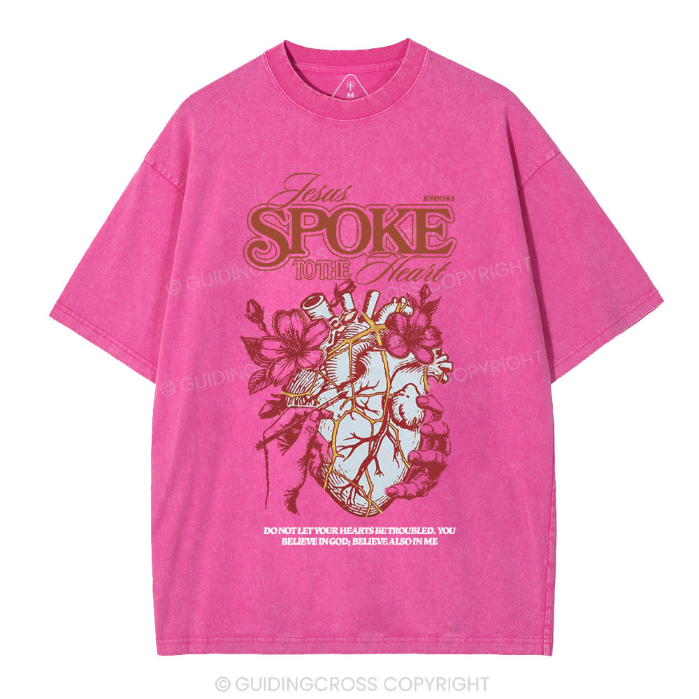Jesus Spoke To The Heart Christian Washed T-Shirt