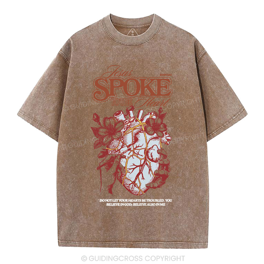 Jesus Spoke To The Heart Christian Washed T-Shirt