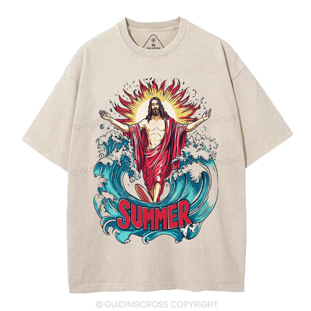 Jesus Summer Christian Washed T-Shirt