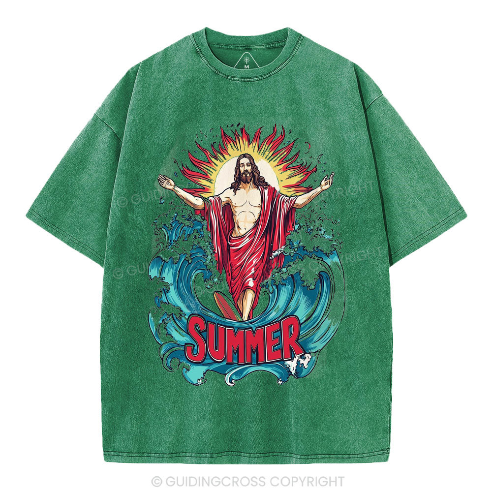 Jesus Summer Christian Washed T-Shirt