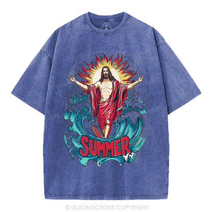 Jesus Summer Christian Washed T-Shirt