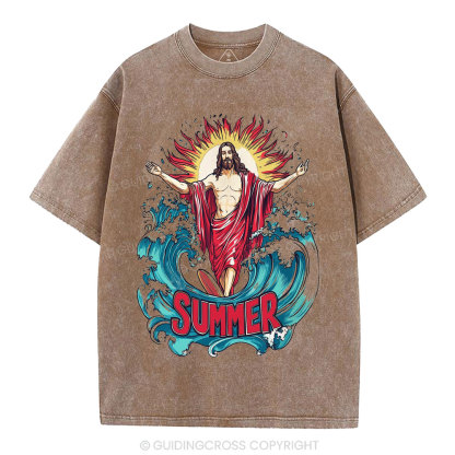 Jesus Summer Christian Washed T-Shirt