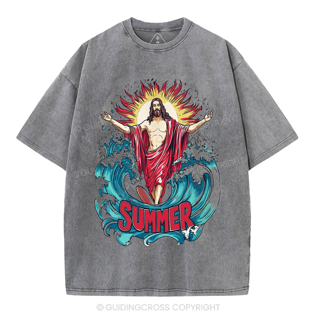Jesus Summer Christian Washed T-Shirt