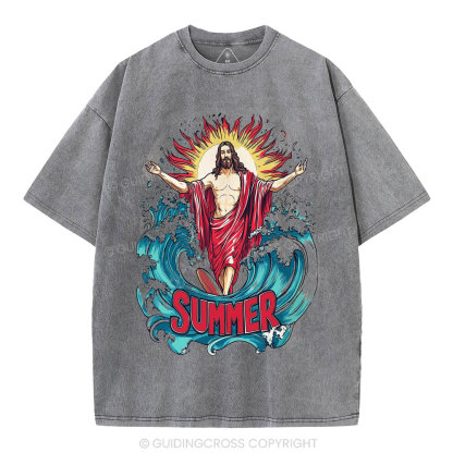 Jesus Summer Christian Washed T-Shirt