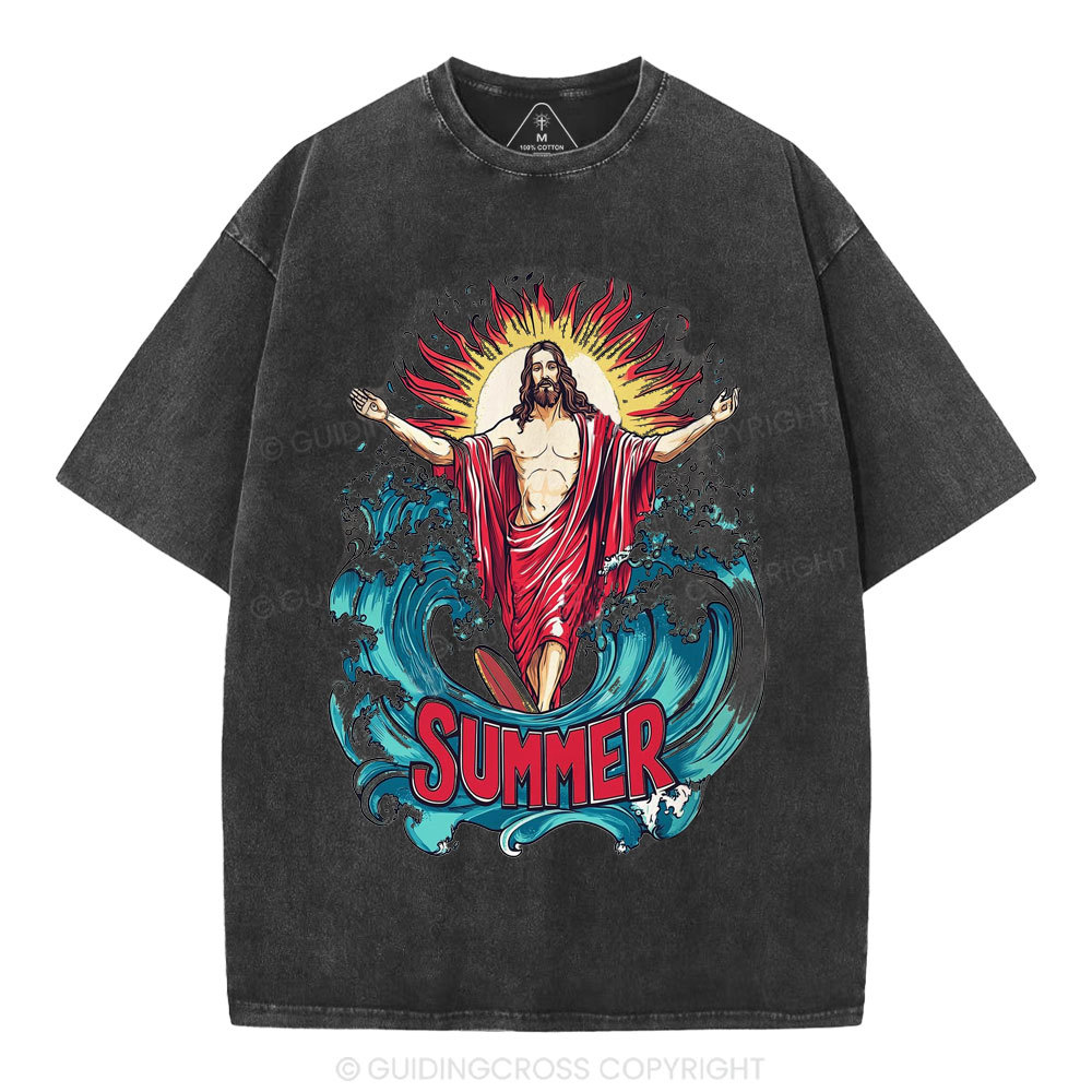 Jesus Summer Christian Washed T-Shirt