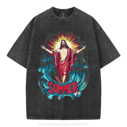 Jesus Summer Christian Washed T-Shirt