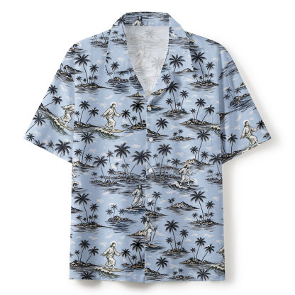 Jesus Surfing Christian Hawaiian Shirt 