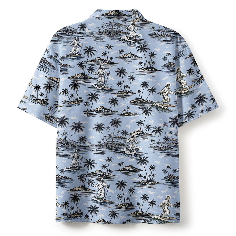 Jesus Surfing Christian Hawaiian Shirt 