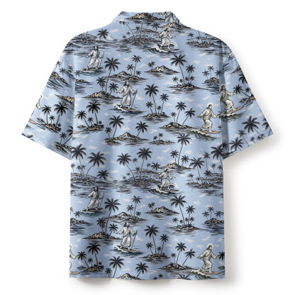 Jesus Surfing Christian Hawaiian Shirt 