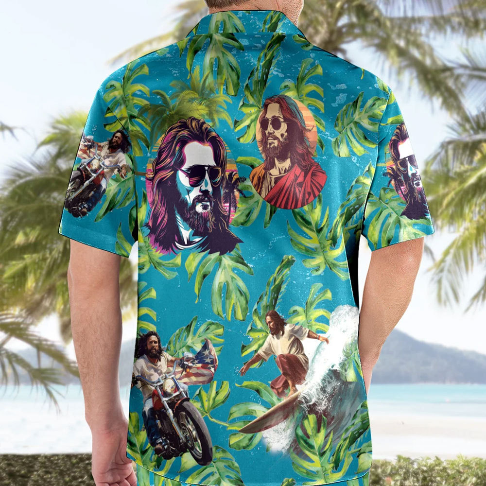 Jesus Surfing Christian Hawaiian Shirt