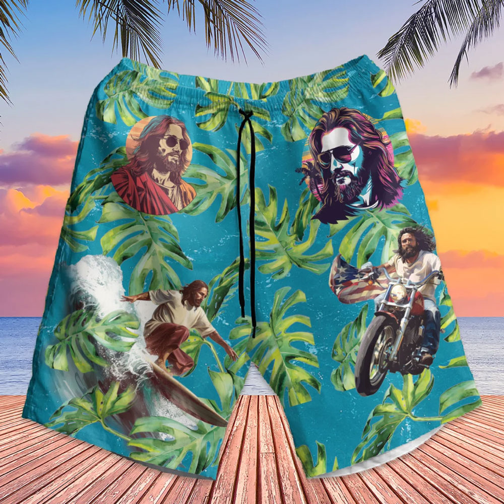 Jesus Surfing Christian Hawaiian Shirt