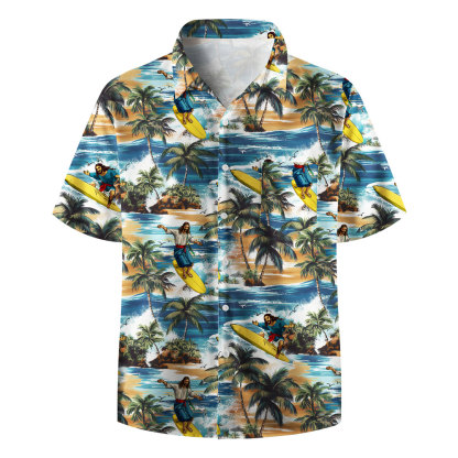 Jesus Surfing Retro Christian Hawaiian Shirt