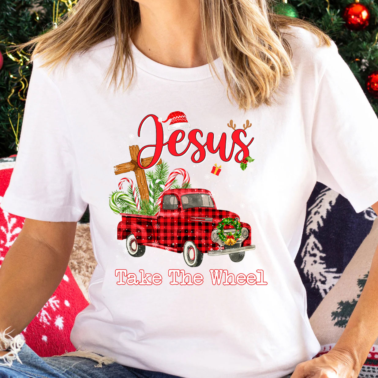 Jesus Take The Wheel Christmas Christian T-Shirt