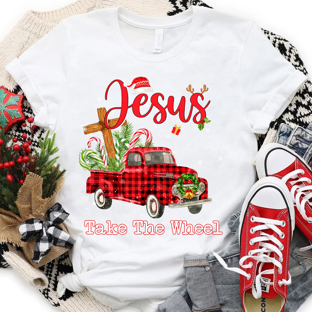 Jesus Take The Wheel Christmas Christian T-Shirt