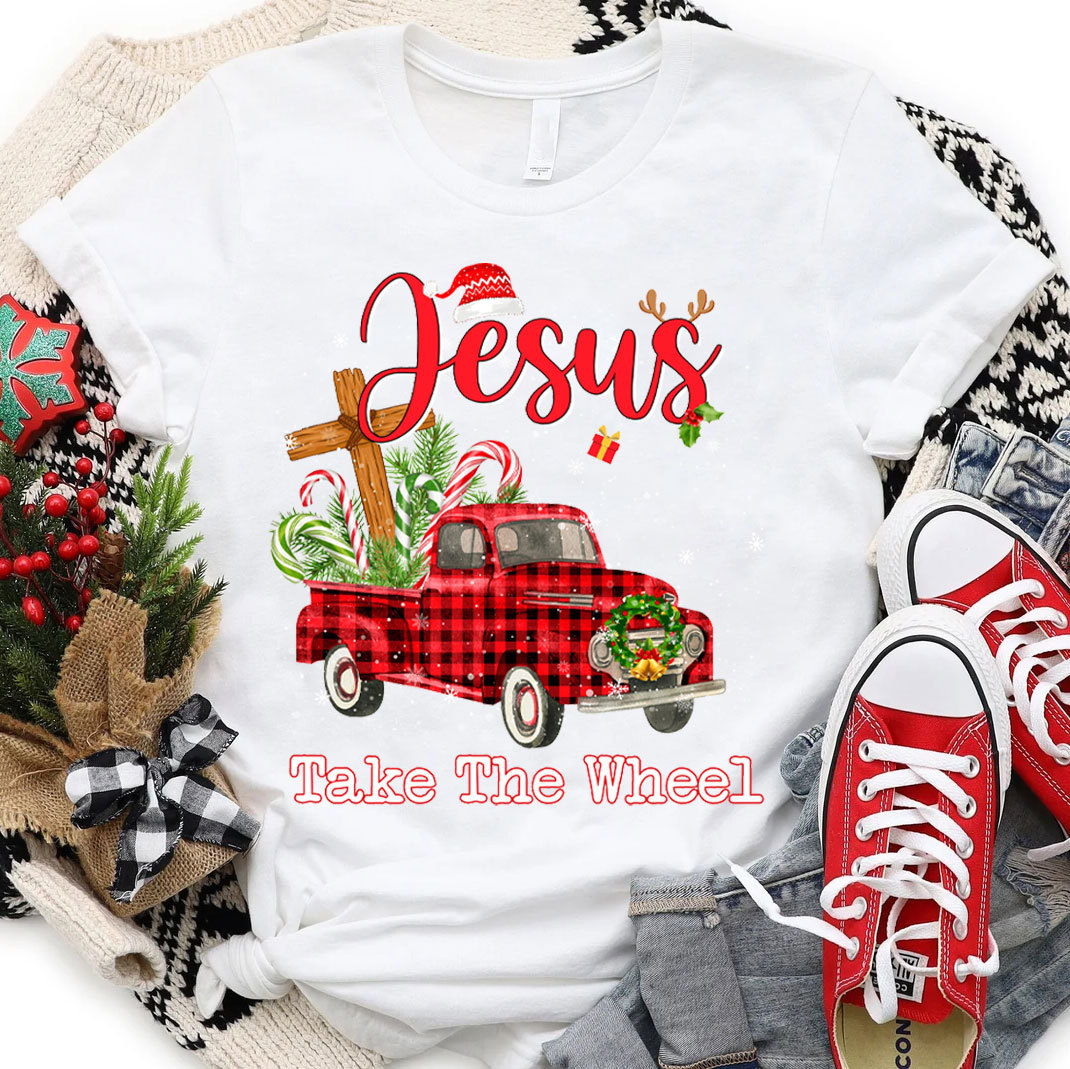 Jesus Take The Wheel Christmas Christian T-Shirt