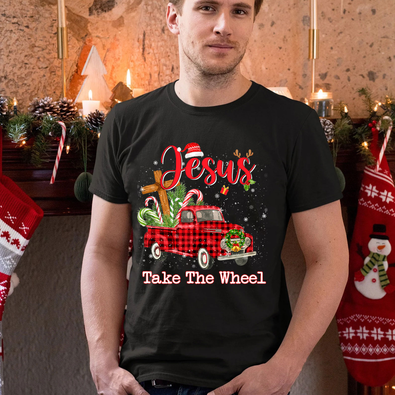 Jesus Take The Wheel Christmas Christian T-Shirt