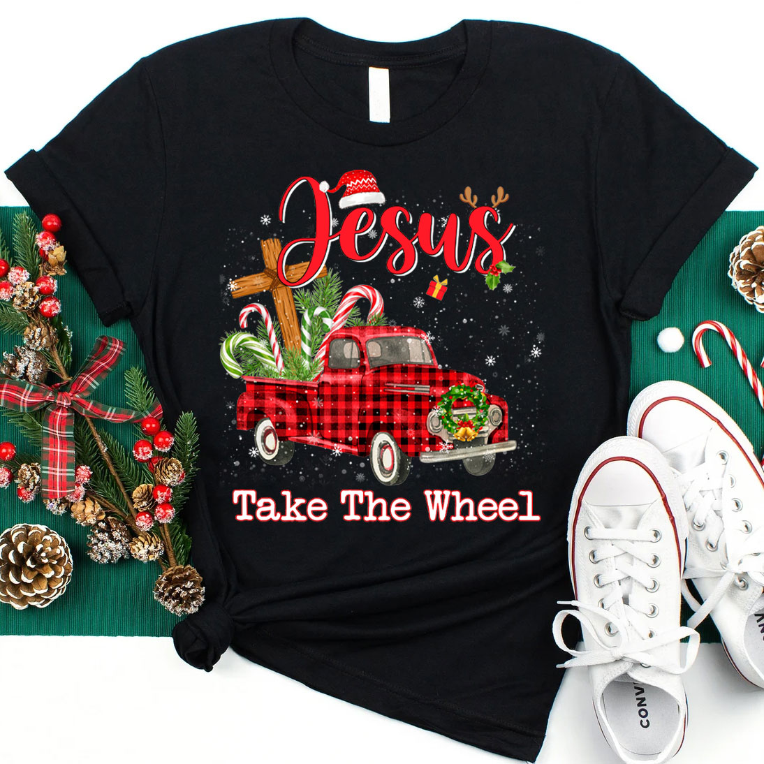 Jesus Take The Wheel Christmas Christian T-Shirt