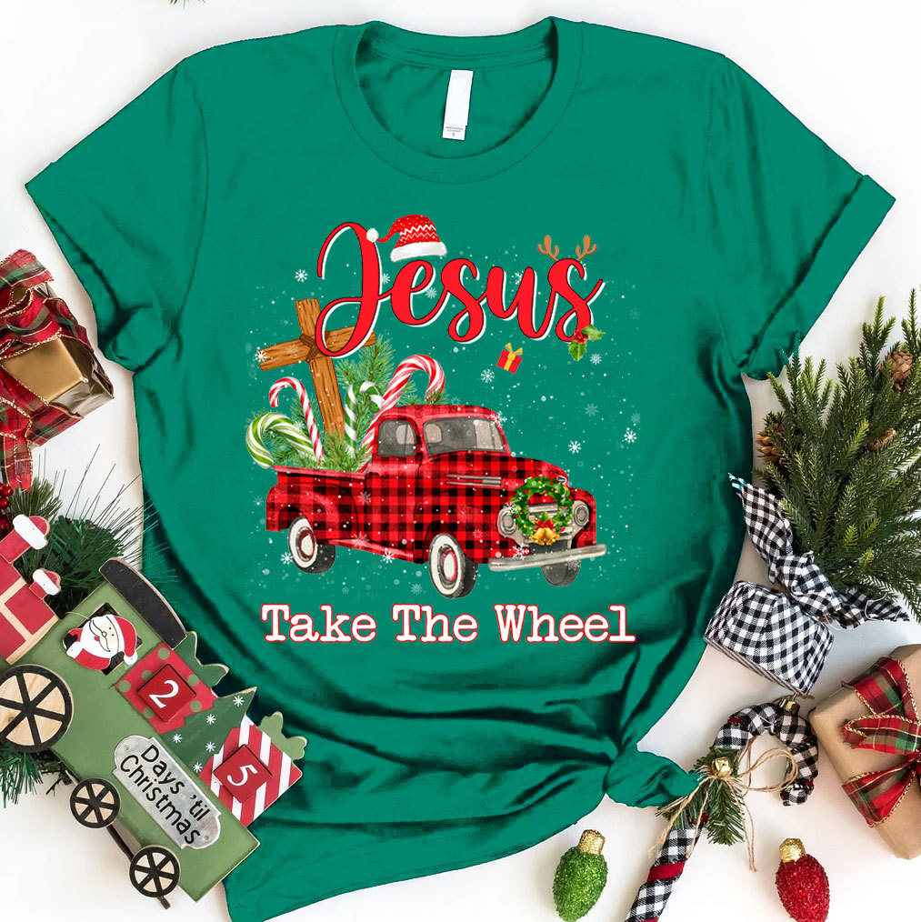 Jesus Take The Wheel Christmas Christian T-Shirt