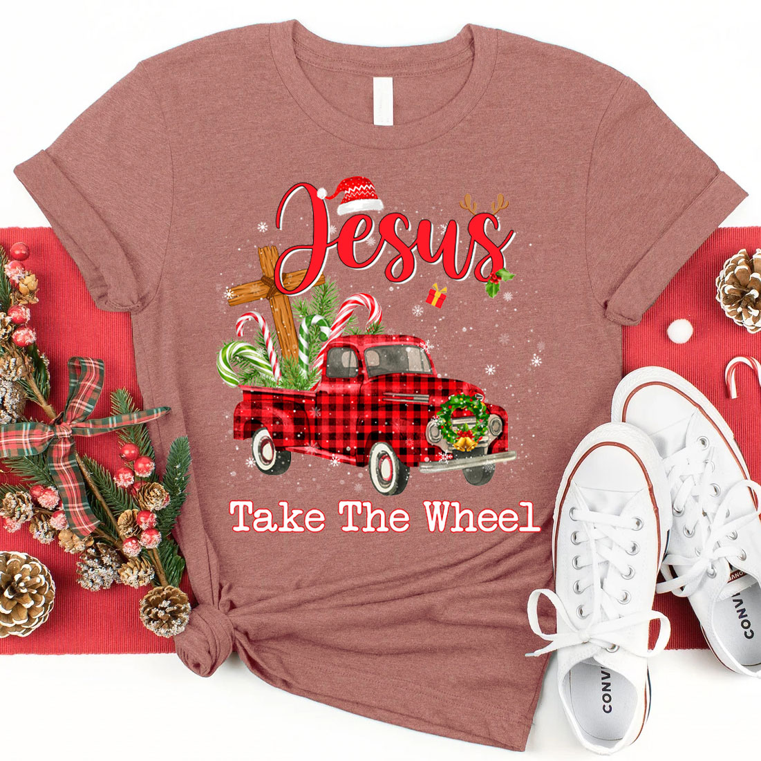 Jesus Take The Wheel Christmas Christian T-Shirt