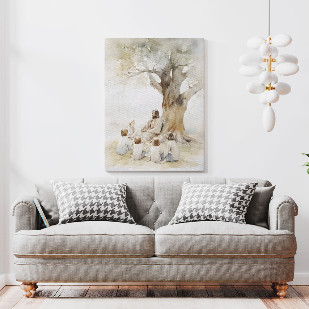 Jesus Teaching Child Christian Canvas Wall Art