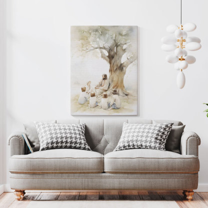 Jesus Teaching Child Christian Canvas Wall Art