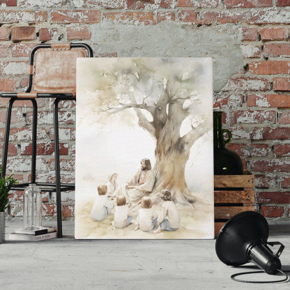 Jesus Teaching Child Christian Canvas Wall Art