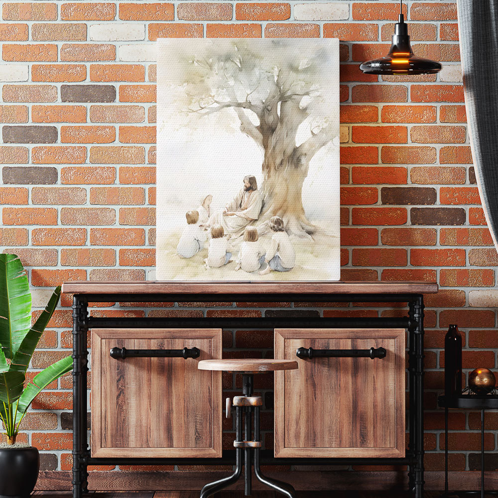 Jesus Teaching Child Christian Canvas Wall Art