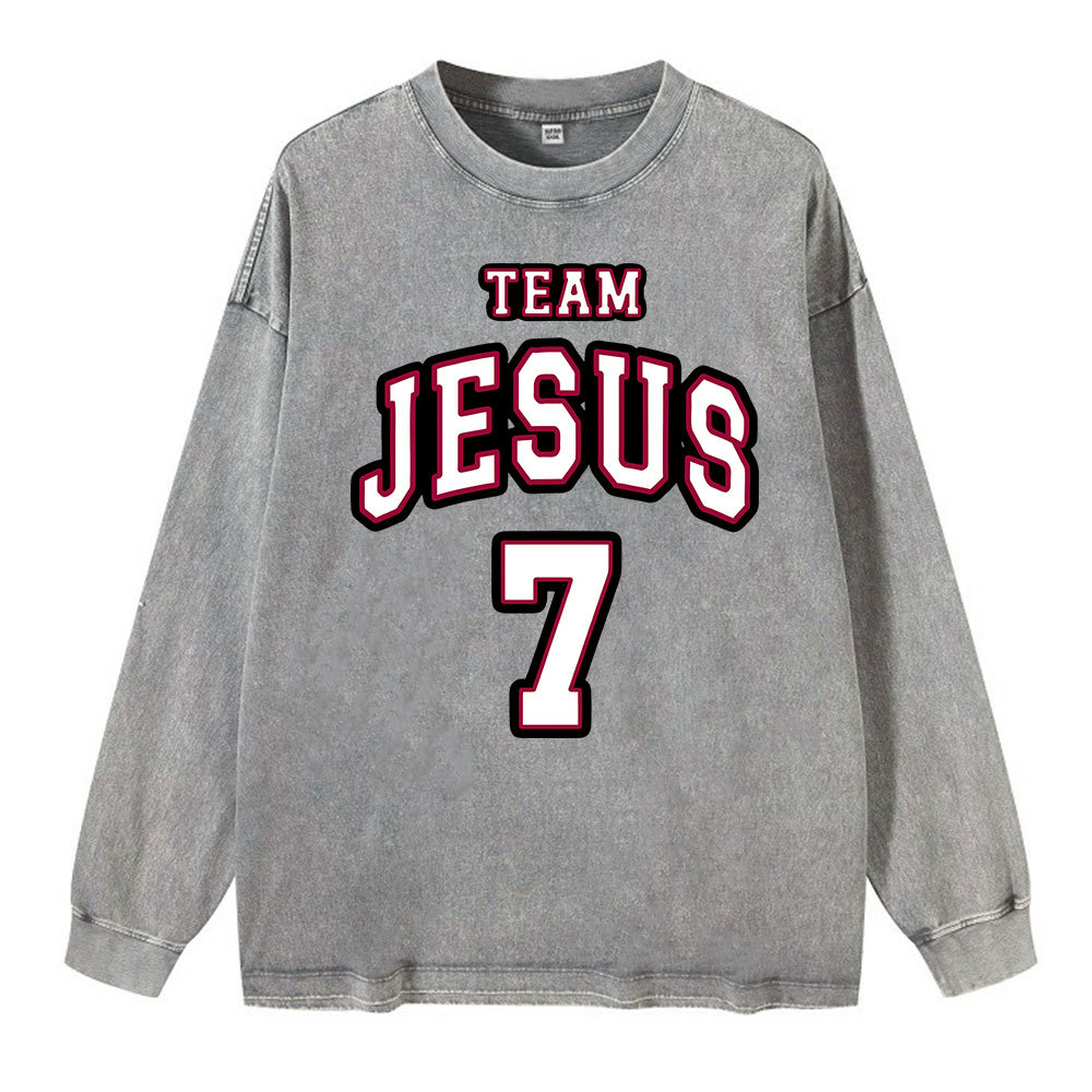Jesus Team Washed Long Sleeve T-Shirt