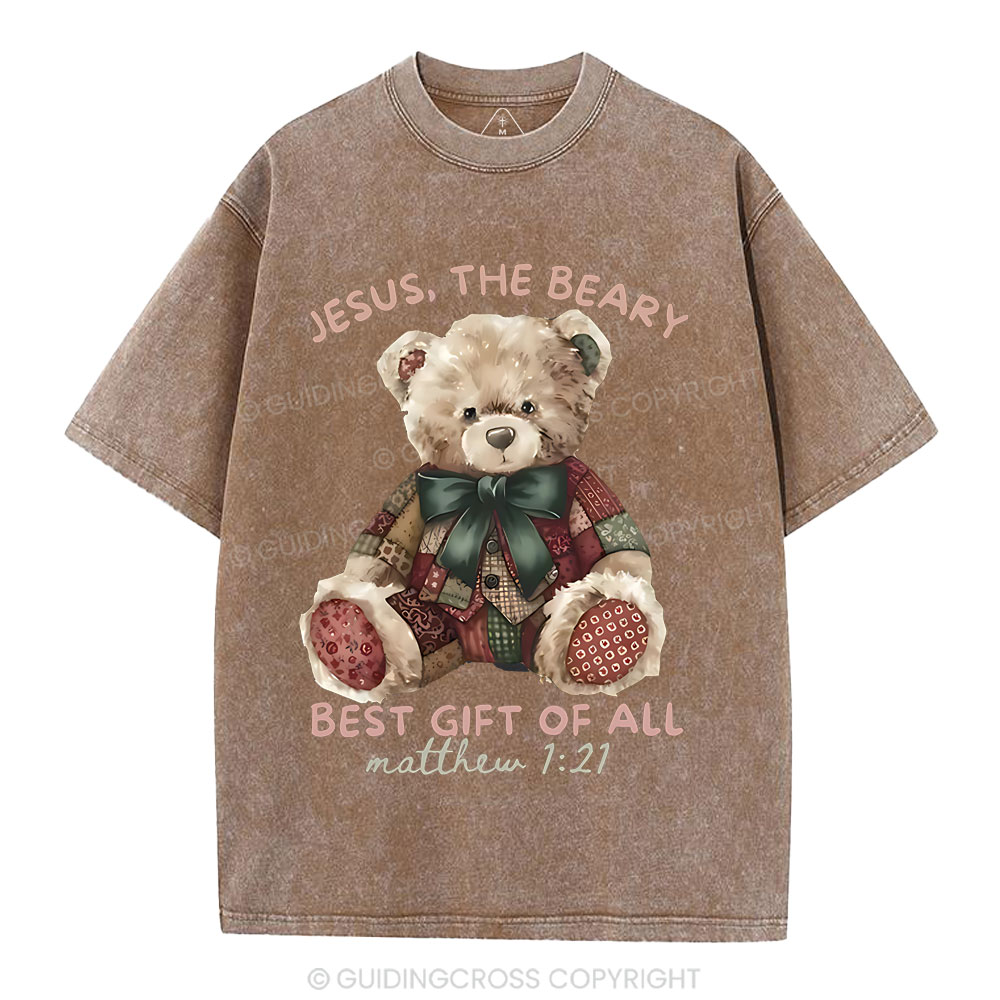 Jesus The Beary Best Gift Of All Christian Washed T-Shirt