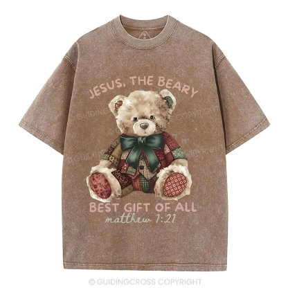Jesus The Beary Best Gift Of All Christian Washed T-Shirt