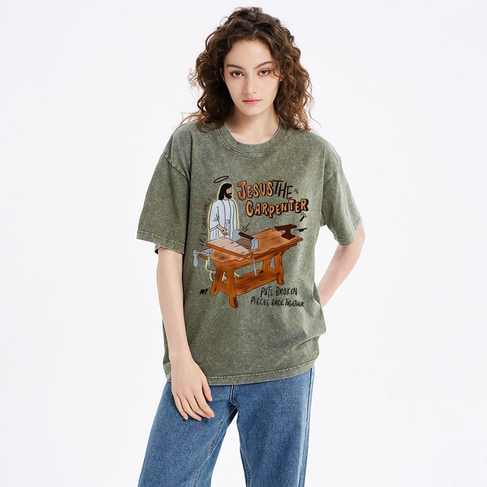 Jesus The Carpenter Christian Washed T-Shirt