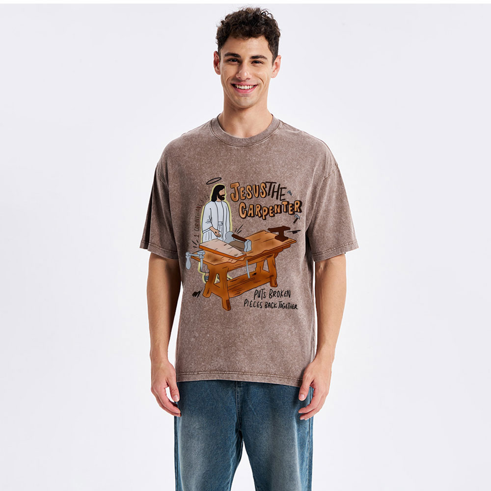 Jesus The Carpenter Christian Washed T-Shirt