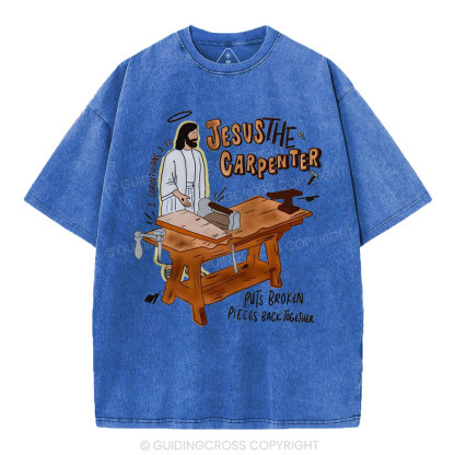 Jesus The Carpenter Christian Washed T-Shirt