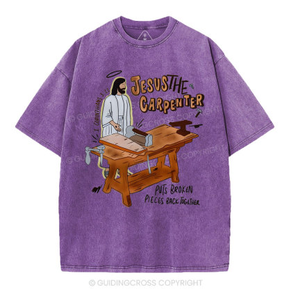 Jesus The Carpenter Christian Washed T-Shirt