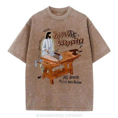 Jesus The Carpenter Christian Washed T-Shirt