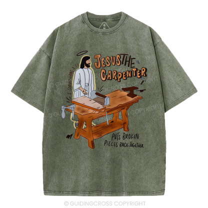 Jesus The Carpenter Christian Washed T-Shirt