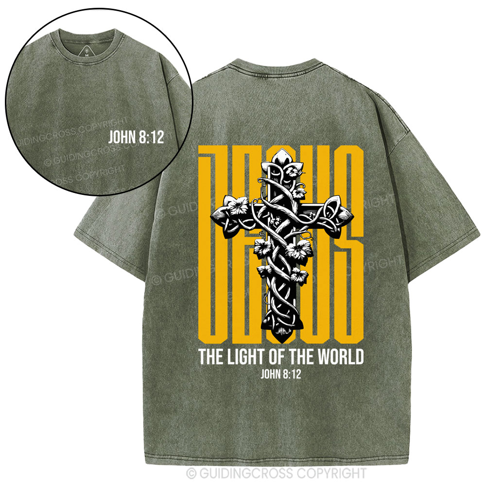 Jesus The Light of The World Christian Washed T-Shirt