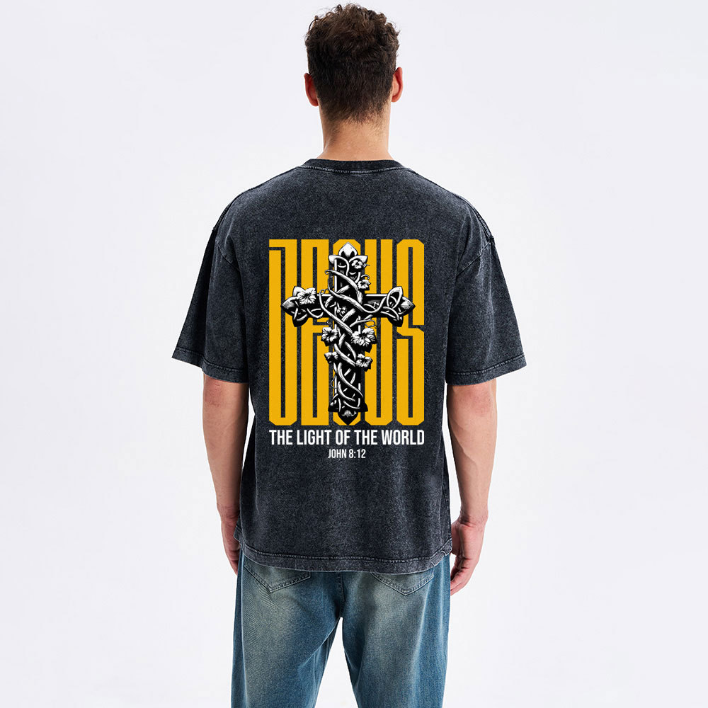 Jesus The Light of The World Christian Washed T-Shirt