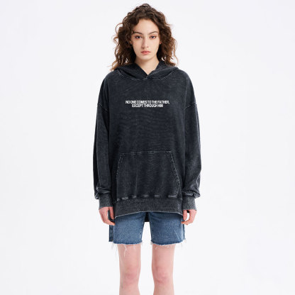 Jesus The One Way Chrsitian Washed Hoodie 