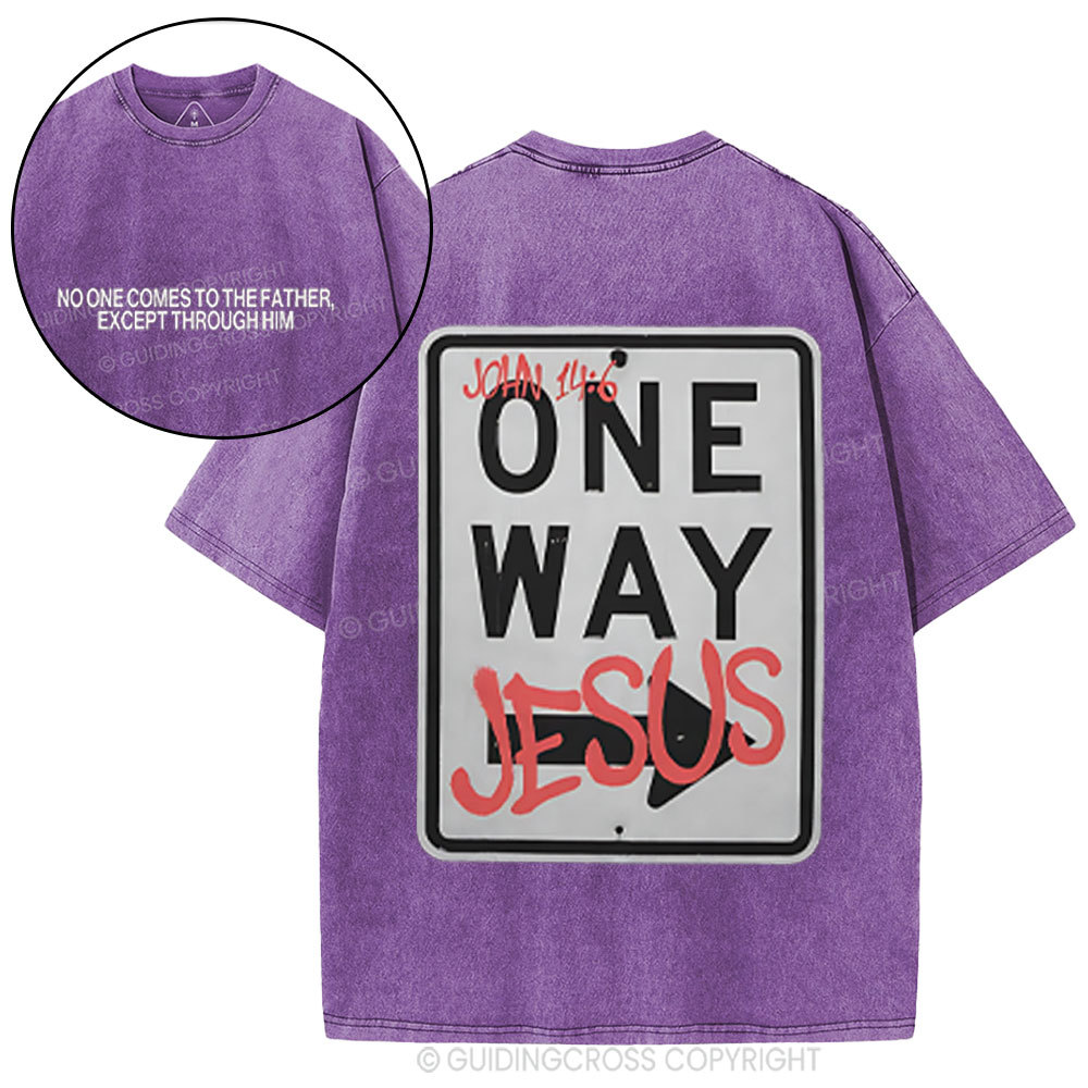 Jesus The One Way Chrsitian Washed T-Shirt